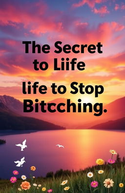 A motivational poster showcasing the phrase "The Secret to Life is to Stop Bitching" in bold, inspiring typography