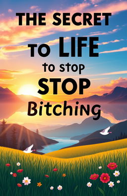 A motivational poster showcasing the phrase "The Secret to Life is to Stop Bitching" in bold, inspiring typography