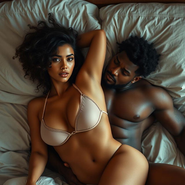 A seductive scene of a hot 24-year-old Arab woman with shy demeanor facing the camera