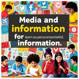 A vibrant and engaging poster highlighting the importance of media and information for self-expression, democratic participation, and cultural preservation