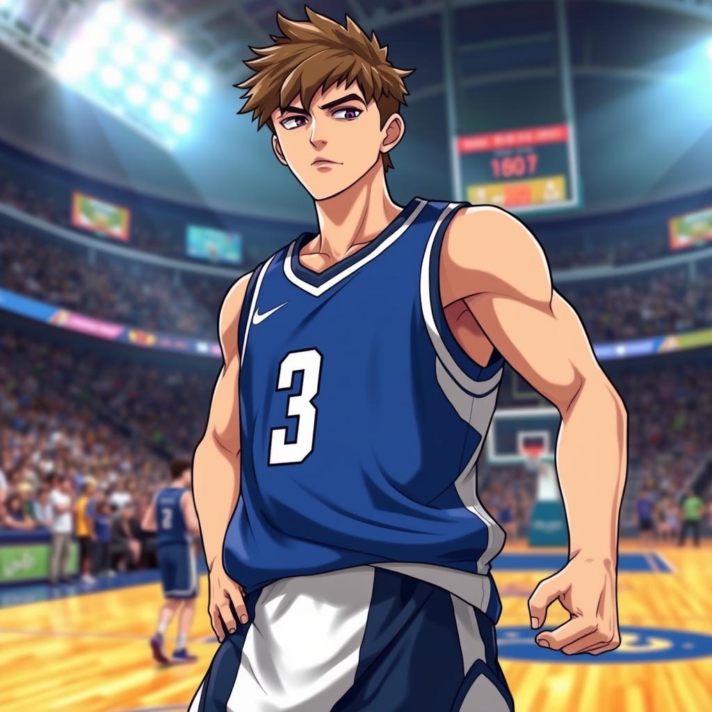 A stylish athlete wearing a sleek sports jersey featuring a large number 3 on the front