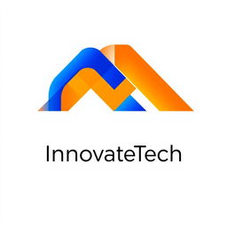 A modern logo design that features a stylized geometric shape, incorporating bold colors like royal blue and bright orange
