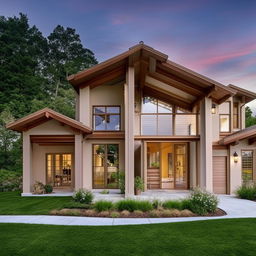 Design a beautiful house that can be scaled to either 36 feet or 18 feet in length.