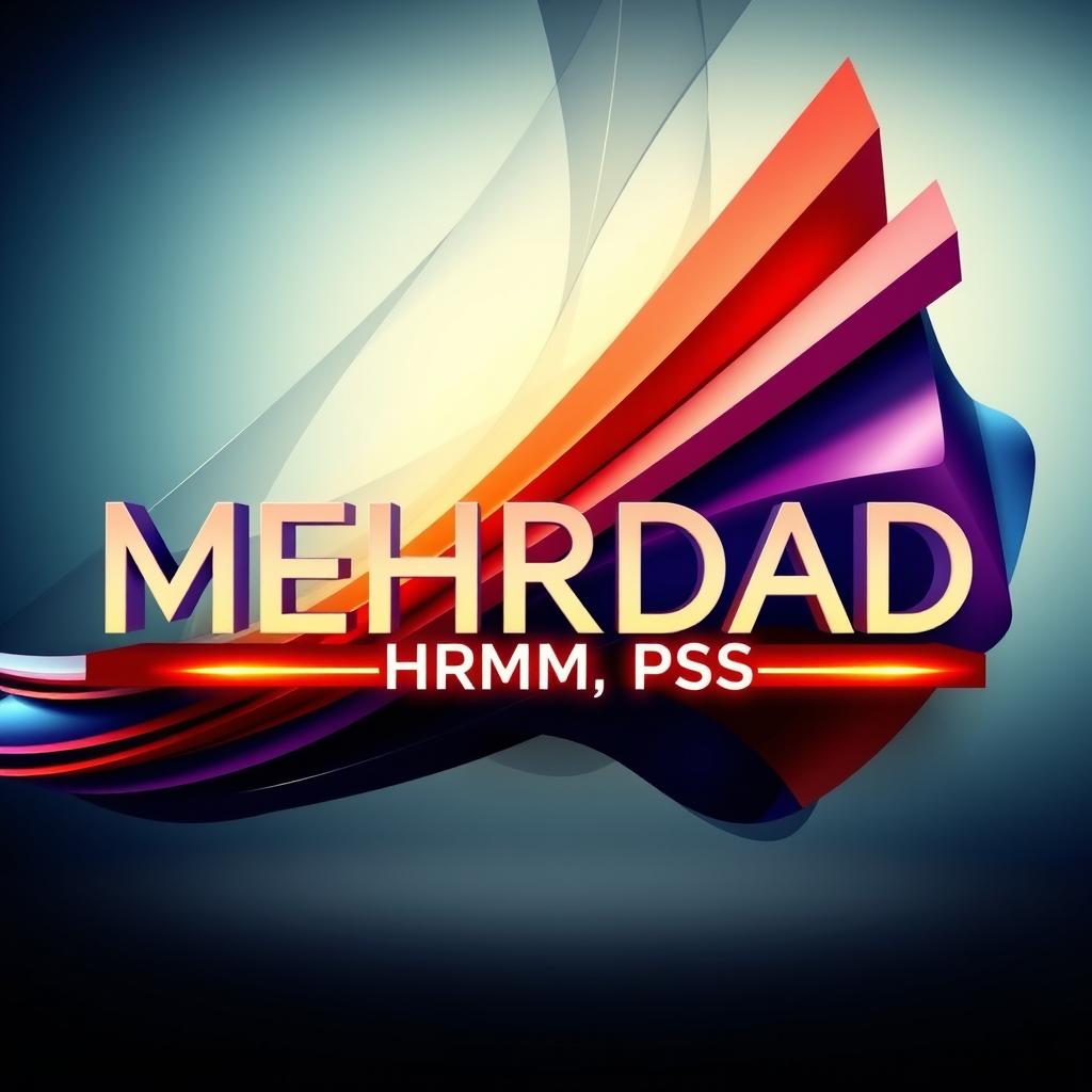 A visually striking computer wallpaper that creatively incorporates the words 'MEHRDAD', 'HRM', and 'PSQ' in an elegant design