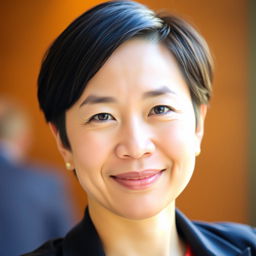 A portrait of a person with a straightened head position, displaying a calm and confident expression