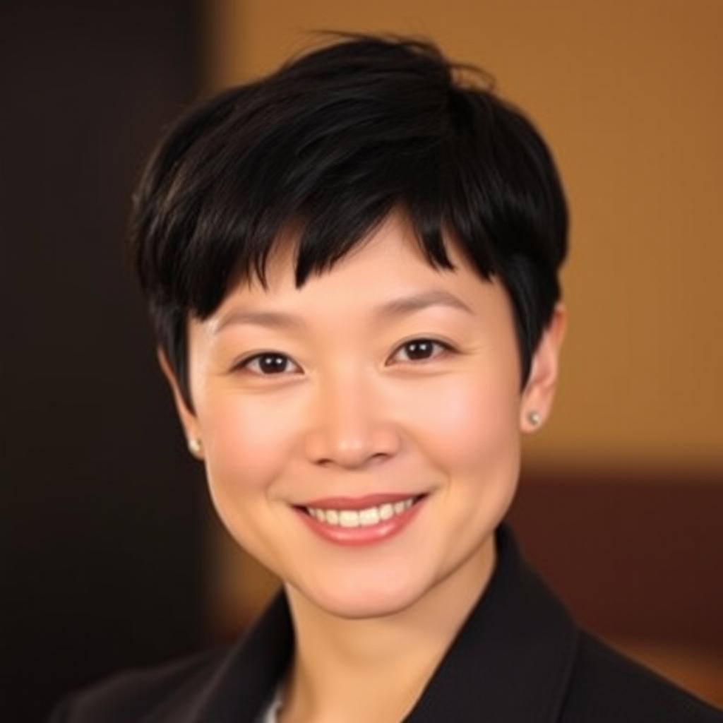 A portrait of a person with a straightened head position, displaying a calm and confident expression