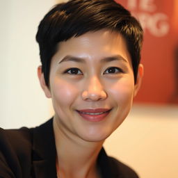 A portrait of a person with a straightened head position, displaying a calm and confident expression