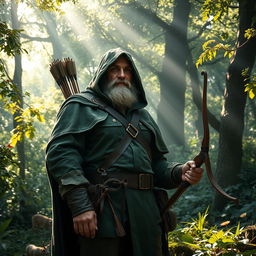 A majestic ranger standing in a lush, vibrant forest