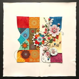 A visually striking artwork that combines two separate sheets of paper into a unified and harmonious design