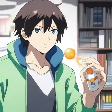 In the anime series, the protagonist finds a mysterious adhesive substance that grants him superpowers.