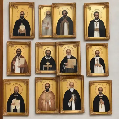 The priest used an adhesive to stick the pictures of saints on the altar.