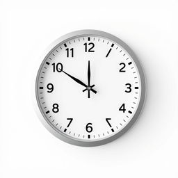 A modern clock design featuring only the numbers 12, 3, 6, and 9, depicting the time as one minute before 6:00