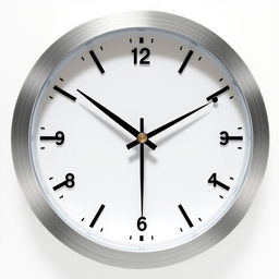 A modern clock design featuring only the numbers 12, 3, 6, and 9, depicting the time as one minute before 6:00