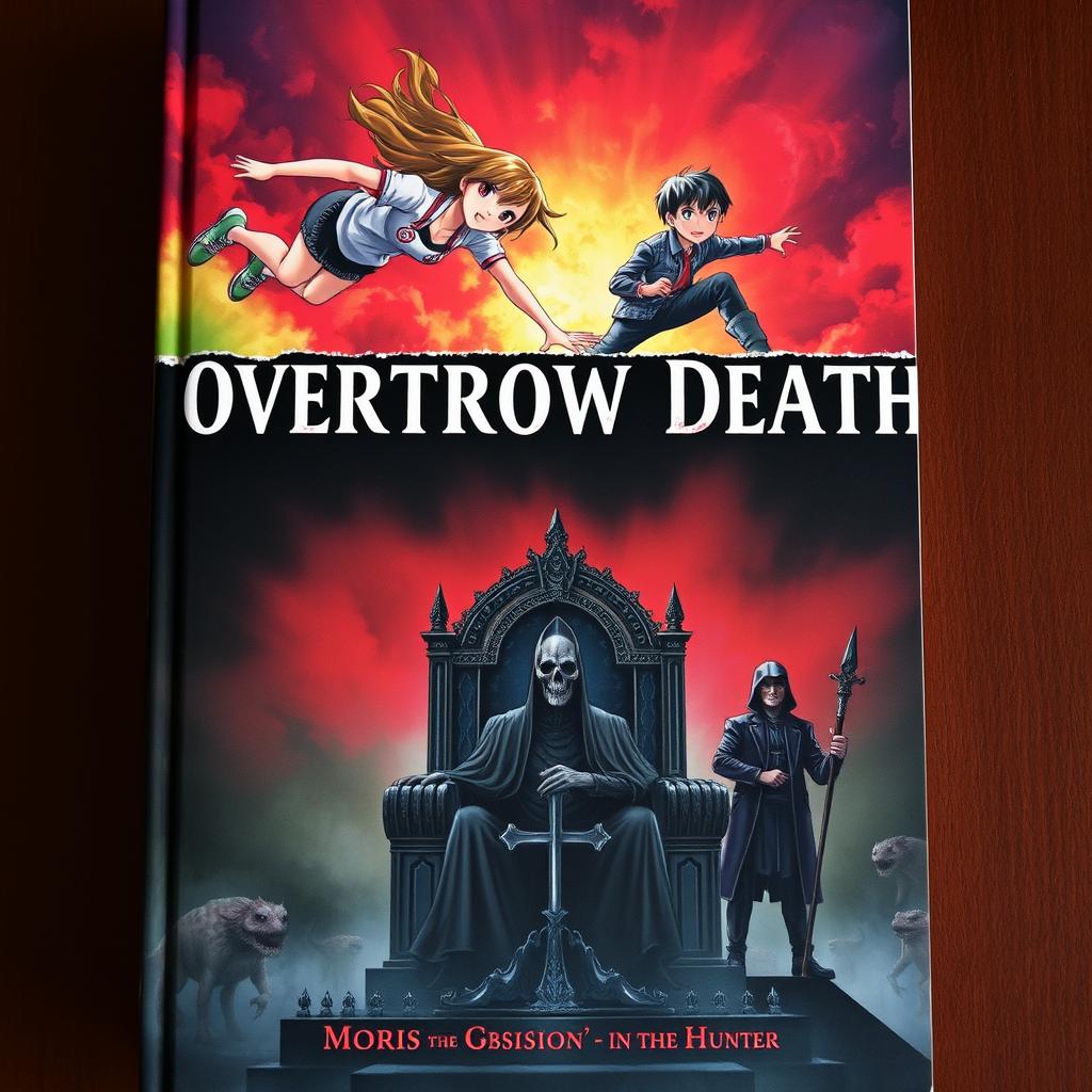 The book cover of "Overthrow Death" depicts two worlds divided by a striking line symbolizing life and death
