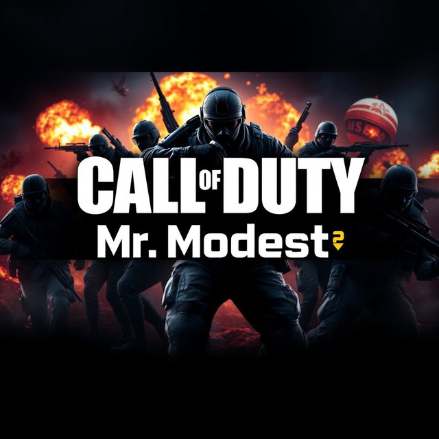 A striking profile banner for a Call of Duty Mobile streaming channel, showcasing an intense battlefield atmosphere with soldiers, modern weapons, and explosions in the background