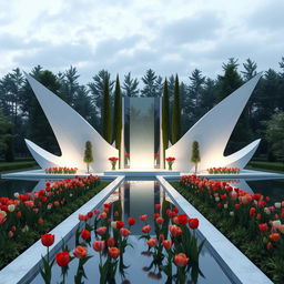 A conceptual design for a Martyrs' Memorial that embodies the themes of patriotism, bravery, sacrifice, and selflessness