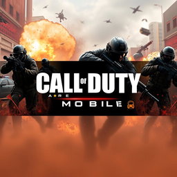 A captivating profile banner for a Call of Duty Mobile streaming channel, featuring a high-energy combat scene with soldiers, explosions, and tactical visuals from the game