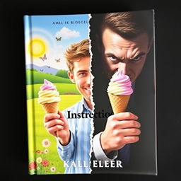 A book cover featuring a man split into two distinct halves