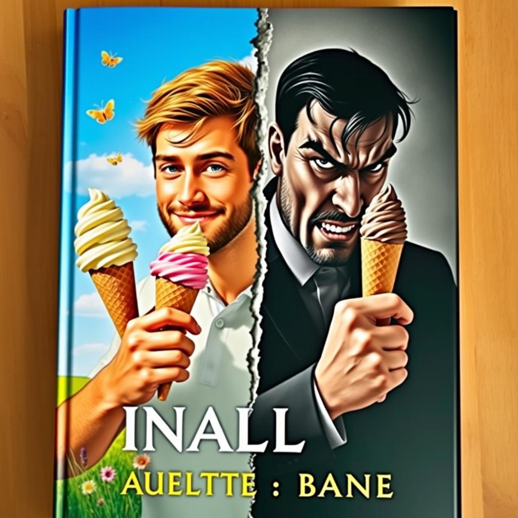 A book cover featuring a man split into two distinct halves