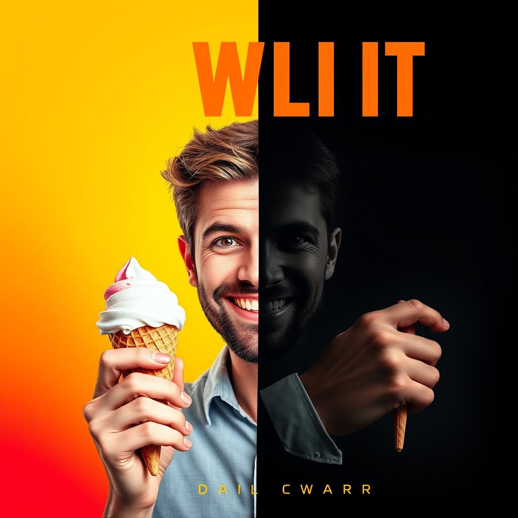 A dynamic book cover design featuring a man split down the middle