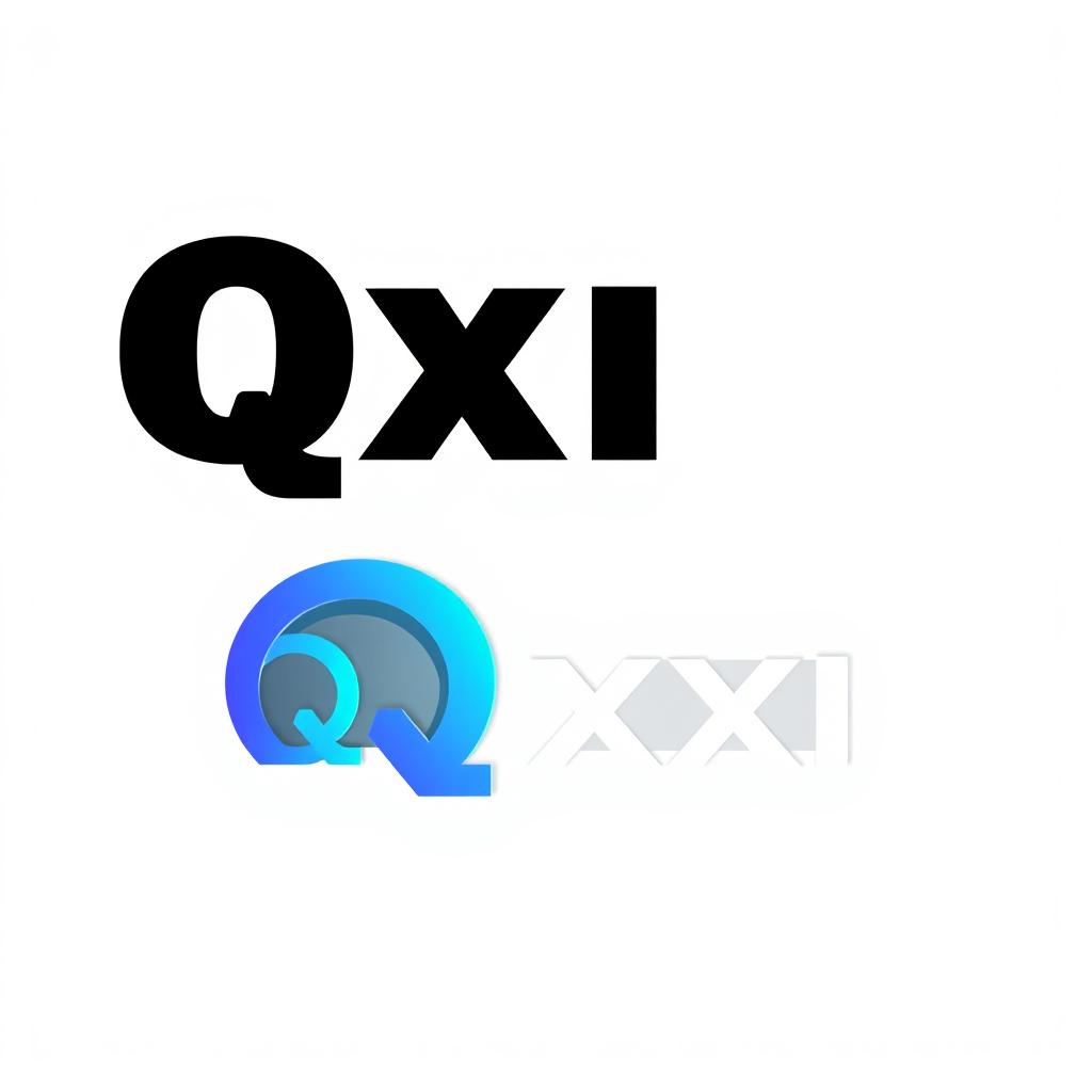 A modern and sleek logo design for a fictional company named 'Qxl'