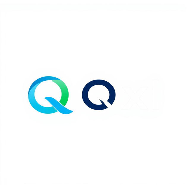 A modern and sleek logo design for a fictional company named 'Qxl'