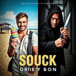 A dramatic book cover featuring a man standing in the center