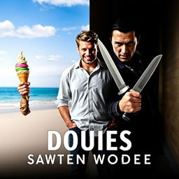 A dramatic book cover featuring a man standing in the center