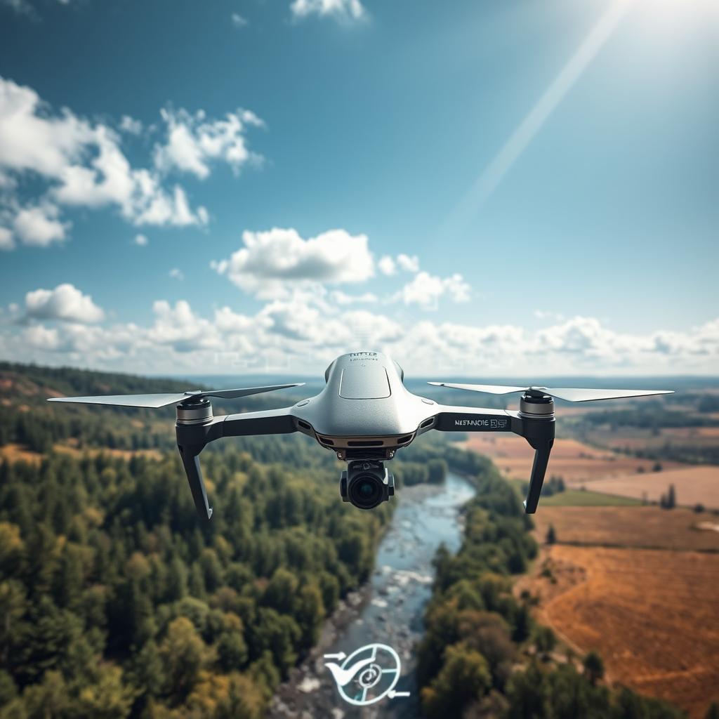 A cutting-edge STEM research drone designed for data collection and environmental monitoring, showcasing its sleek, aerodynamic body and advanced technology features