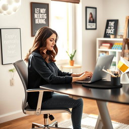 A mother generating income from her home office, showcasing a blend of professionalism and family life