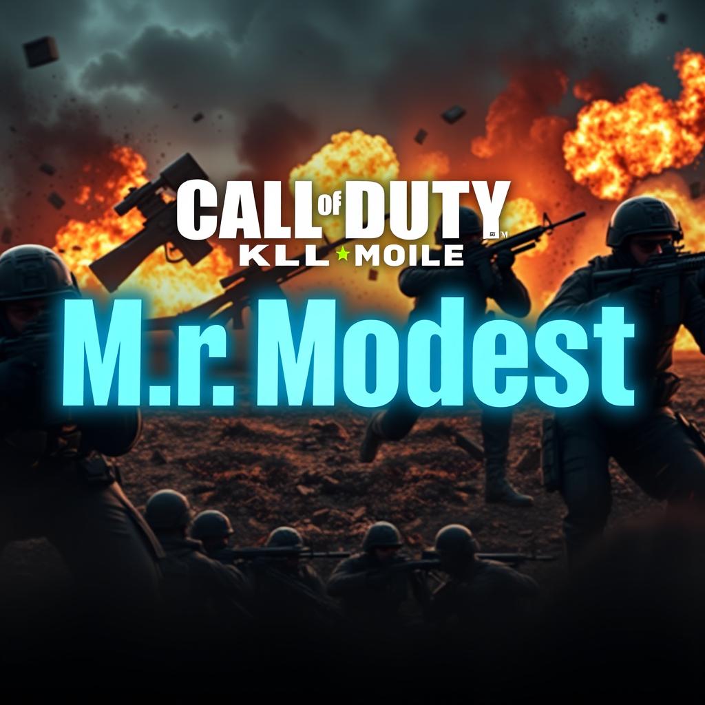 A striking profile banner for a Call of Duty Mobile streaming channel, showcasing an intense battlefield scene featuring soldiers in action, gunfire, and tactical gear