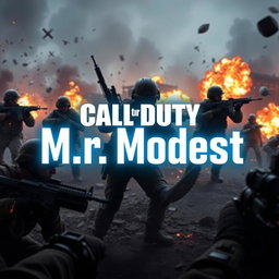 A striking profile banner for a Call of Duty Mobile streaming channel, showcasing an intense battlefield scene featuring soldiers in action, gunfire, and tactical gear