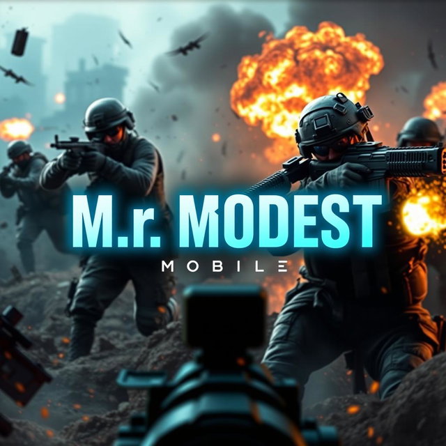 A striking profile banner for a Call of Duty Mobile streaming channel, showcasing an intense battlefield scene featuring soldiers in action, gunfire, and tactical gear