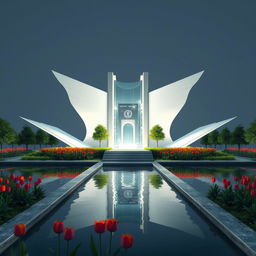 A conceptual design of the Martyrs' Memorial, showcasing elements of patriotism, bravery, sacrifice, and selflessness