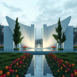 A conceptual design of the Martyrs' Memorial, showcasing elements of patriotism, bravery, sacrifice, and selflessness