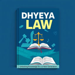 A visually striking and informative book cover for a general knowledge book titled 'DHYEYA LAW'