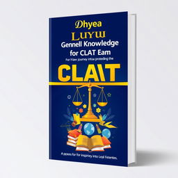 A vibrant and engaging book cover design for 'Dhyea Law General Knowledge Book for CLAT Exam'