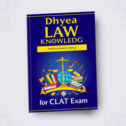 A vibrant and engaging book cover design for 'Dhyea Law General Knowledge Book for CLAT Exam'