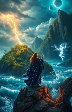 A magical and dramatic scene inspired by Shakespeare's "The Tempest"