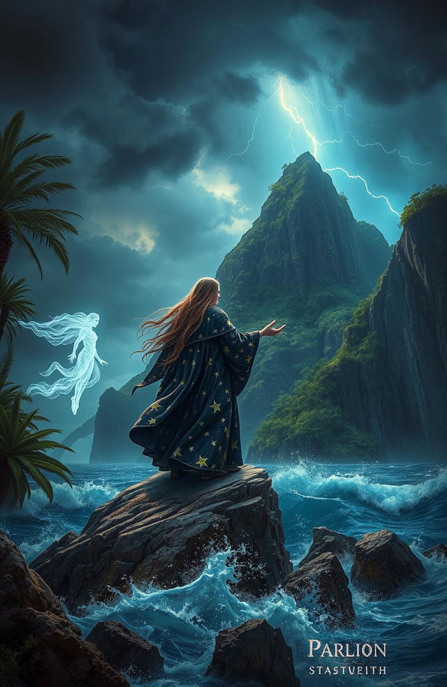 A magical and dramatic scene inspired by Shakespeare's "The Tempest"
