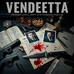 A moody and dramatic still life scene inspired by a crime noir theme, with a focus on detective elements