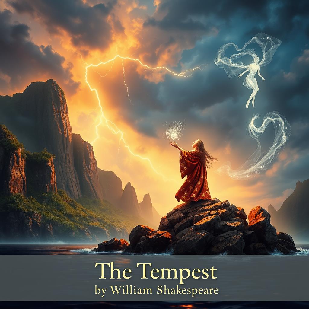 A magical and harmonious scene inspired by Shakespeare's "The Tempest"