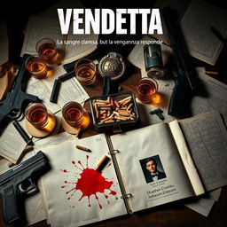A compelling and moody still life scene inspired by a crime noir atmosphere