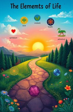 An illustrative representation of the 12 elements of life that highlight a journey towards self-discovery and fulfillment