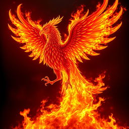 A legendary fiery bird, majestic and mythical, representing the protector of the number 1, with vibrant flames in the background