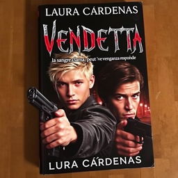 A dark and gripping book cover for the title “VENDETTA: la sangre clama, pero la venganza responde” by Laura Cárdenas