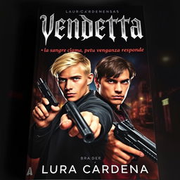 A dark and gripping book cover for the title “VENDETTA: la sangre clama, pero la venganza responde” by Laura Cárdenas