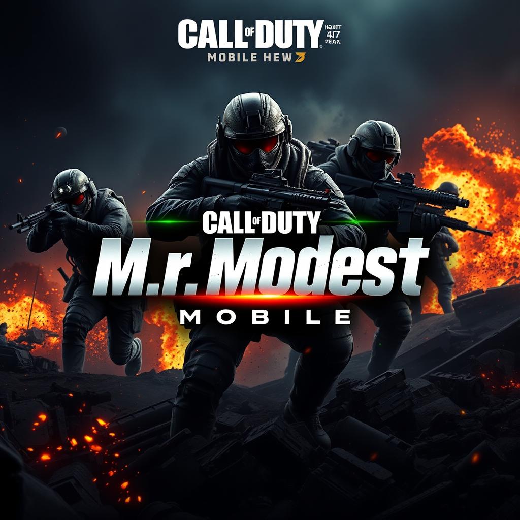 A captivating channel art design for Call of Duty Mobile that features an intense battlefield backdrop with soldiers in action, advanced military gear, and explosive elements that embody the excitement of the game