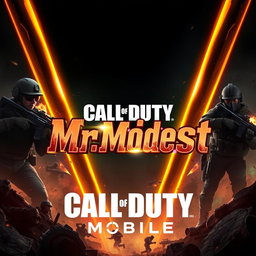 A captivating channel art design for Call of Duty Mobile that features an intense battlefield backdrop with soldiers in action, advanced military gear, and explosive elements that embody the excitement of the game