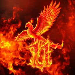 A mythical fire bird, depicted in vibrant, fiery colors, symbolizing the protector of the number (1)